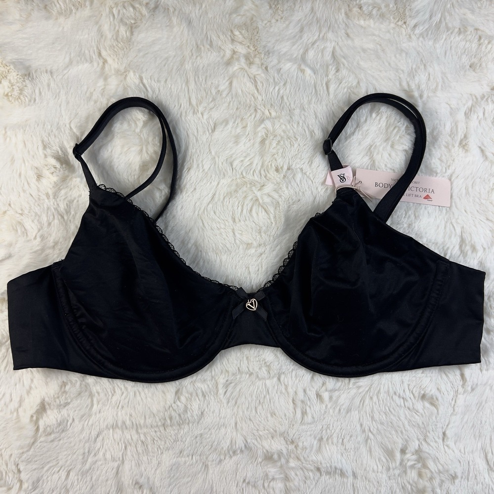 Victoria's Secret Body Smooth Unlined Demi Bra Black Underwire Classic 36B NWT
